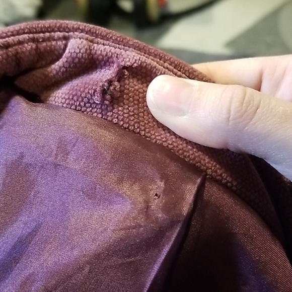 Long collar plum button up corduroy jacket S - Picture 6 of 9